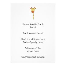 Giraffe Facing Forwards. Cartoon. Invitations