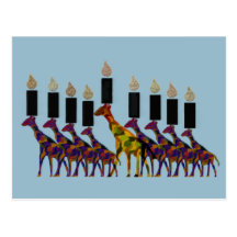 Giraffe Hannukah Menorah Post Cards