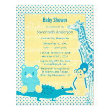 Giraffe Monkey Alligator Baby Teddy Boy Shower Personalized Invites