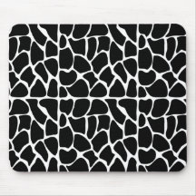 Giraffe Pattern Black & White Mousemats