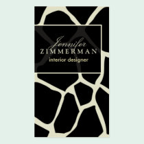 Giraffe Print Designer Business Card :: Black business cards