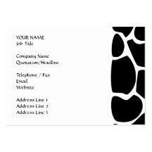 Giraffe Print Pattern. Animal Print Design, Black Business Card Template