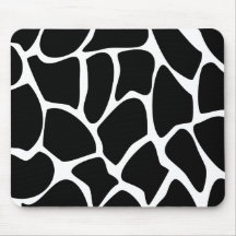 Giraffe Print Pattern. Animal Print Design, Black Mouse Pad