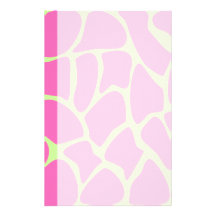 Giraffe Print Pattern in Bright Pink and Green. Stationery