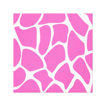Giraffe Print Pattern in Bright Pink. Gallery Wrapped Canvas