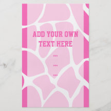 Giraffe Print Pattern in Bright Pink. Personalised Flyer