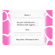 Giraffe Print Pattern in Bright Pink. Personalised Invitation