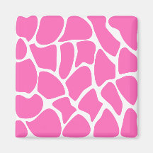 Giraffe Print Pattern in Bright Pink. Fridge Magnet