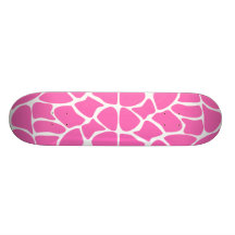 Giraffe Print Pattern in Bright Pink. Skateboard