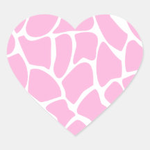 Giraffe Print Pattern in Candy Pink. Heart Stickers