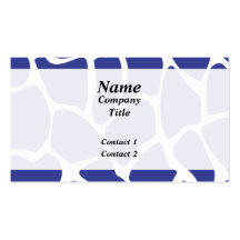 Giraffe Print Pattern in Dark Blue. Business Card