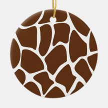 Giraffe Print Pattern in Dark Brown. Christmas Ornaments