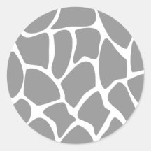 Giraffe Print Pattern in Grey. Round Stickers