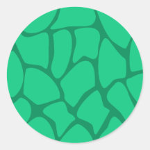 Giraffe Print Pattern in Jade Green. Round Sticker