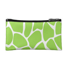 Giraffe Print Pattern in Lime Green. Cosmetic Bags