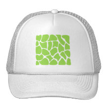Giraffe Print Pattern in Lime Green. Trucker Hats
