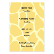 Giraffe Print Pattern in Yellow. Business Card