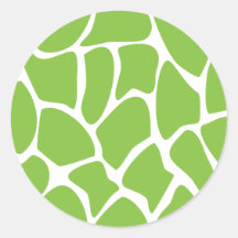 Giraffe Print Pattern. Safari Green. Round Sticker