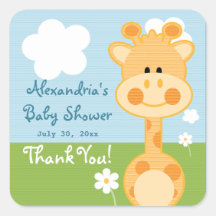 Giraffe Thank You Labels Square Sticker