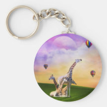 Giraffe Watching Balloons Keychains