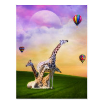 Giraffe Watching Balloons Postcard