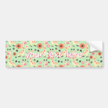 Giraffes and Spring Flowers Pattern Bumper Stickers
