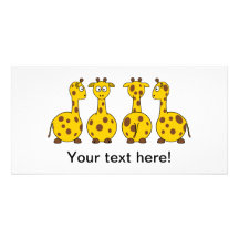 Giraffes cartoons customised photo card