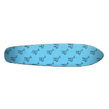 Giraffes on blue pattern skateboard deck