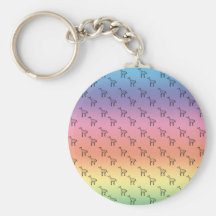 Giraffes on rainbow pastel keychain