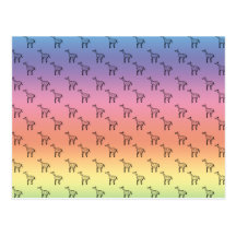 Giraffes on rainbow pastel post card