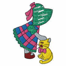 Girl and Cat Embroidered Shirt