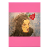 girl and rose invitations