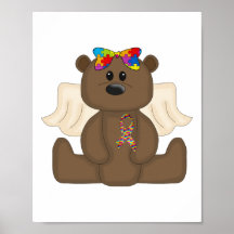 Girl Autism Awareness Bear Print