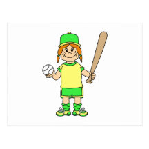 Girl Baseball Postcards