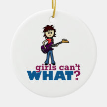 Girl Bass Guitar Player Christmas Tree Ornament