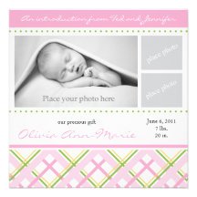 Girl Birth Announcement - Photo Card