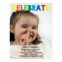 Girl Birthday Party Photo Invitations Postcard