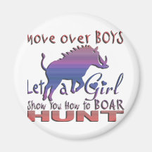 GIRL BOAR HUNTING FRIDGE MAGNET