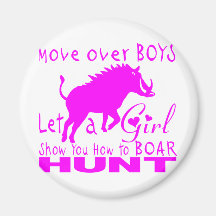 GIRL BOAR HUNTING FRIDGE MAGNET