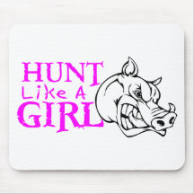 GIRL BOAR HUNTING MOUSE PAD