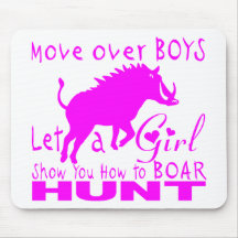 GIRL BOAR HUNTING MOUSE PAD