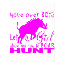 GIRL BOAR HUNTING POSTCARDS