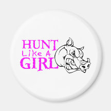 GIRL BOAR HUNTING REFRIGERATOR MAGNETS