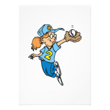 girl catching softball cartoon graphic invitation