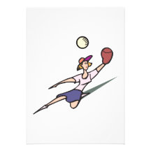 girl catching softball personalised invites