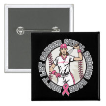 Girl-Don't Let Cancer Steal 2nd Base-Breast Cancer Button