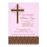 Girl Elegant Lace  Baptism | Christening Cross invitations