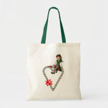 Girl Elf Candy Canes Christmas Holiday Tote Bag