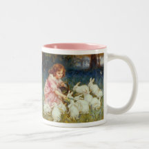 Girl feeding Rabbits Mug
