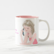 girl gabbing on the cell-phone coffee mug